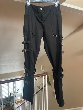 Dolce & Gabbana Black Strap Detail Straight-Leg Pants